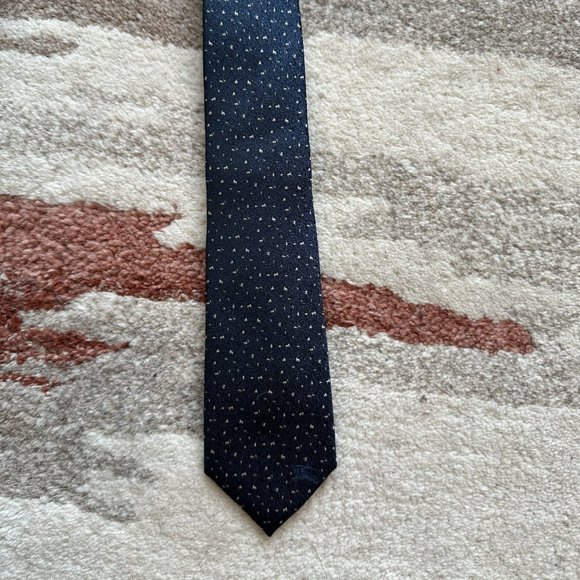 Burberry 100% Silk Constellation Dots Pattern Navy Gold Flecks